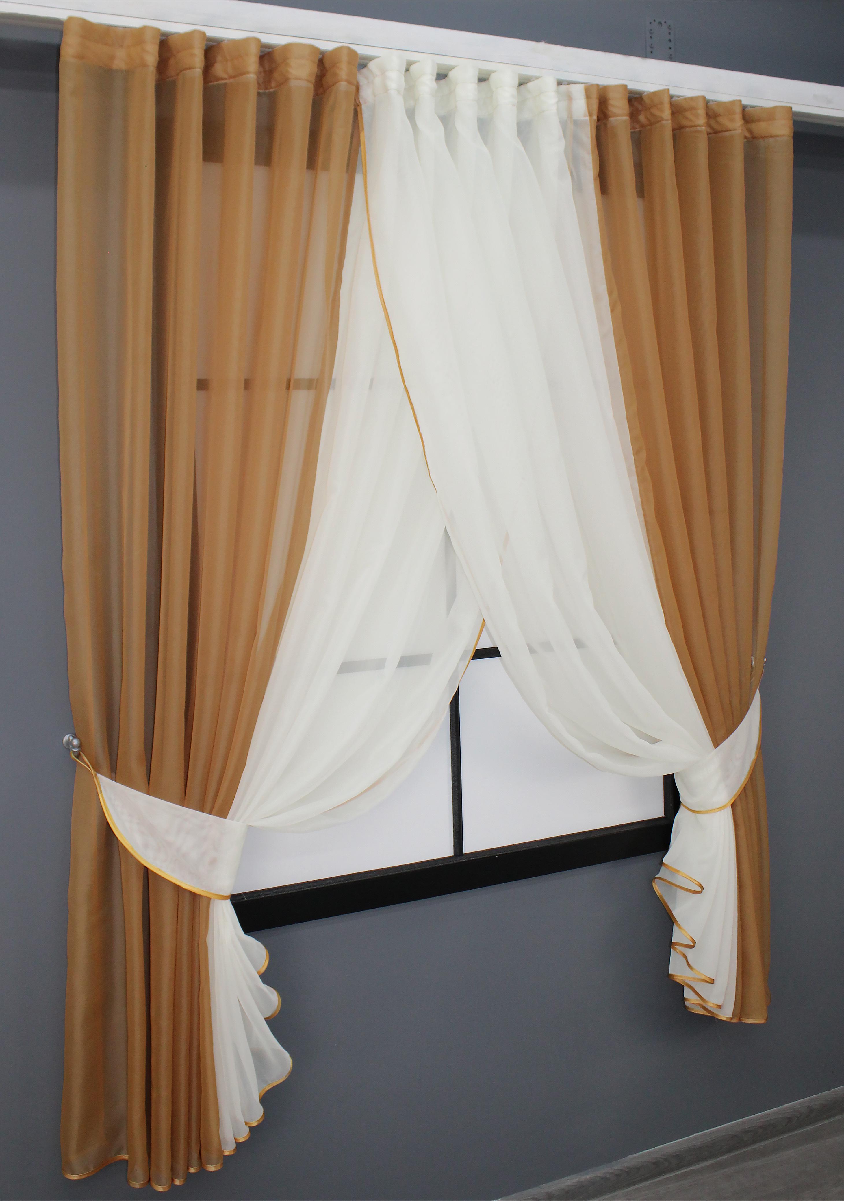 Шторки кухонні VR-Textil № 096к з підв'язками 400х170 см Кавовий/Молочний (52-0685) - фото 2 Шторки кухонні VR-Textil № 096к з підв'язками 400х170 см Кавовий/Молочний (52-0685) - фото 2