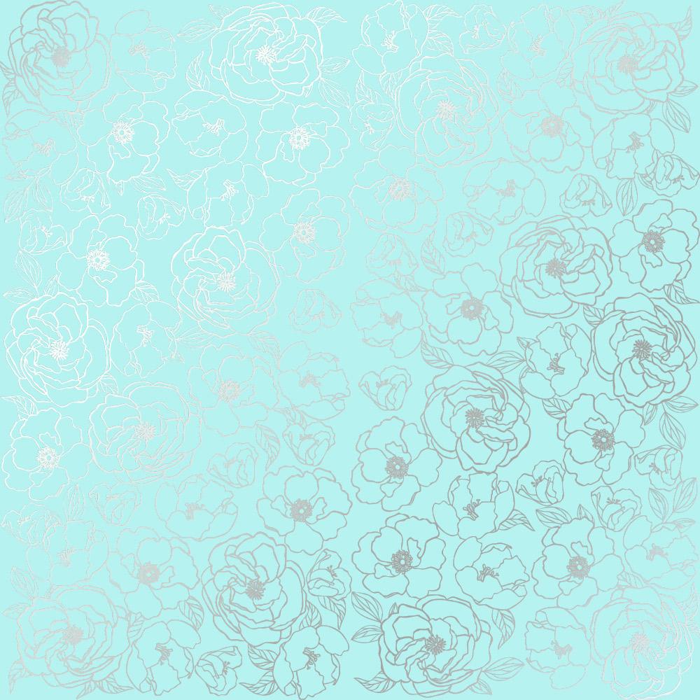 Лист паперу односторонній Silver Pion зі срібним тисненням 30,5х30,5 см Turquoise