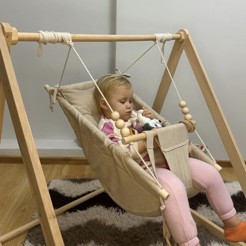 Комплект Деревянная опора/Колыбелька из вельвету (gs-8780)