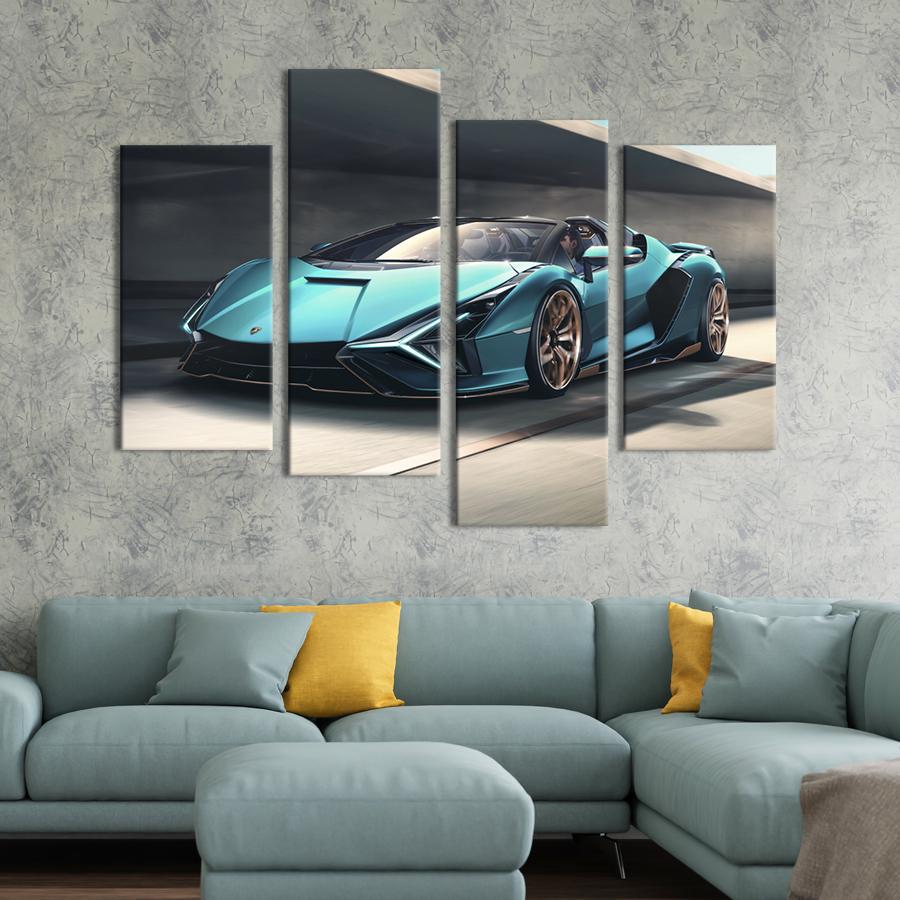 Картина на холсте Сверхбыстрый автомобиль Lamborghini Sian Roadster 129x90 см (1274-42)