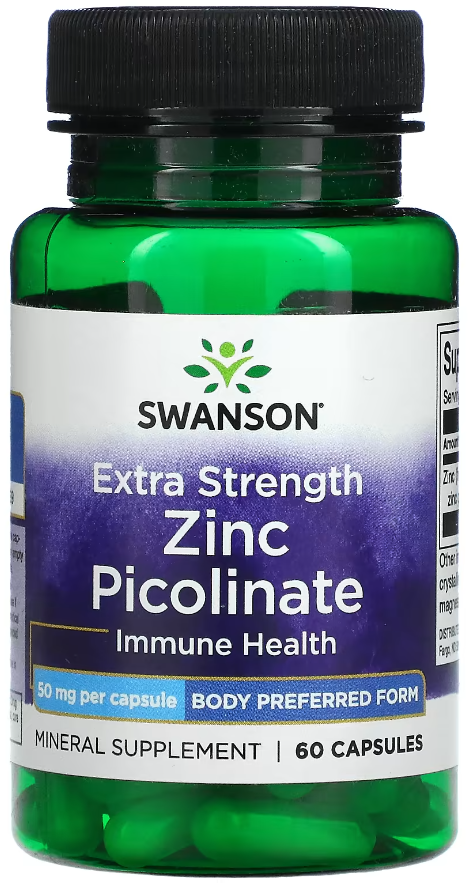 Цинк Пиколинат повышенной силы действия Swanson Zinc Picolinate 50 мг 60 капсул