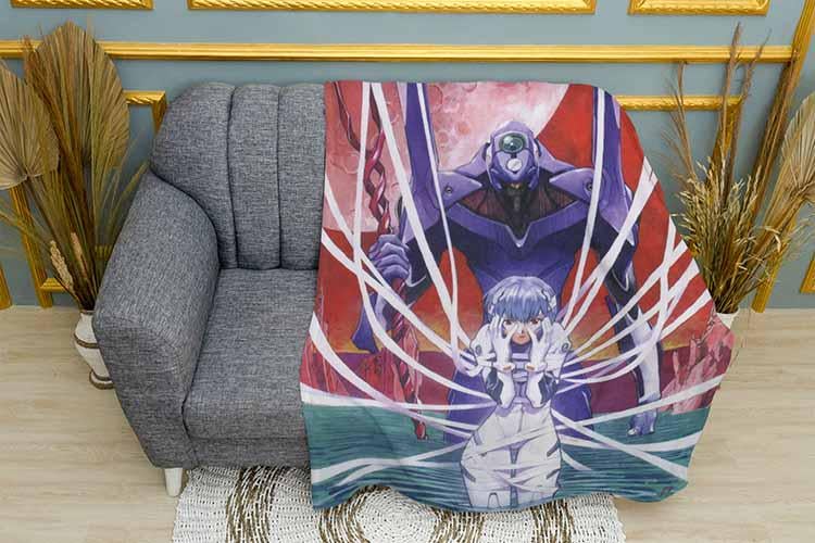 Плед Ayanami Rei on the red background Evangelion плюш однослойный 135х150 см (113714)