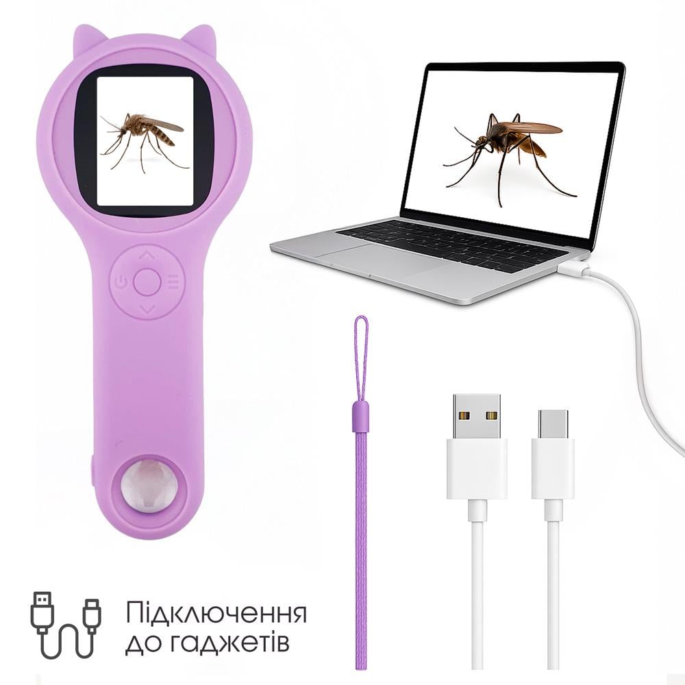 Микроскоп цифровой детский LOSSO с подсветкой и лупой Сиреневый (526611059) - фото 4