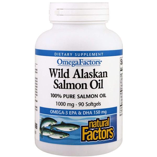 Жир лосося Natural Factors Wild Alaskan Salmon Oil 100% Salmon Oil 1000 мг 90 мягких капс. (000027082)