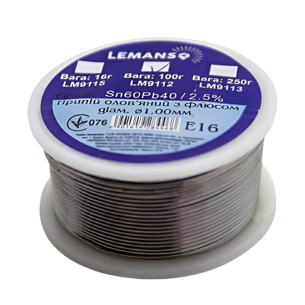 Припой в бухте Lemanso LM9112 2,5% 1,0 мм 100 г (13036)