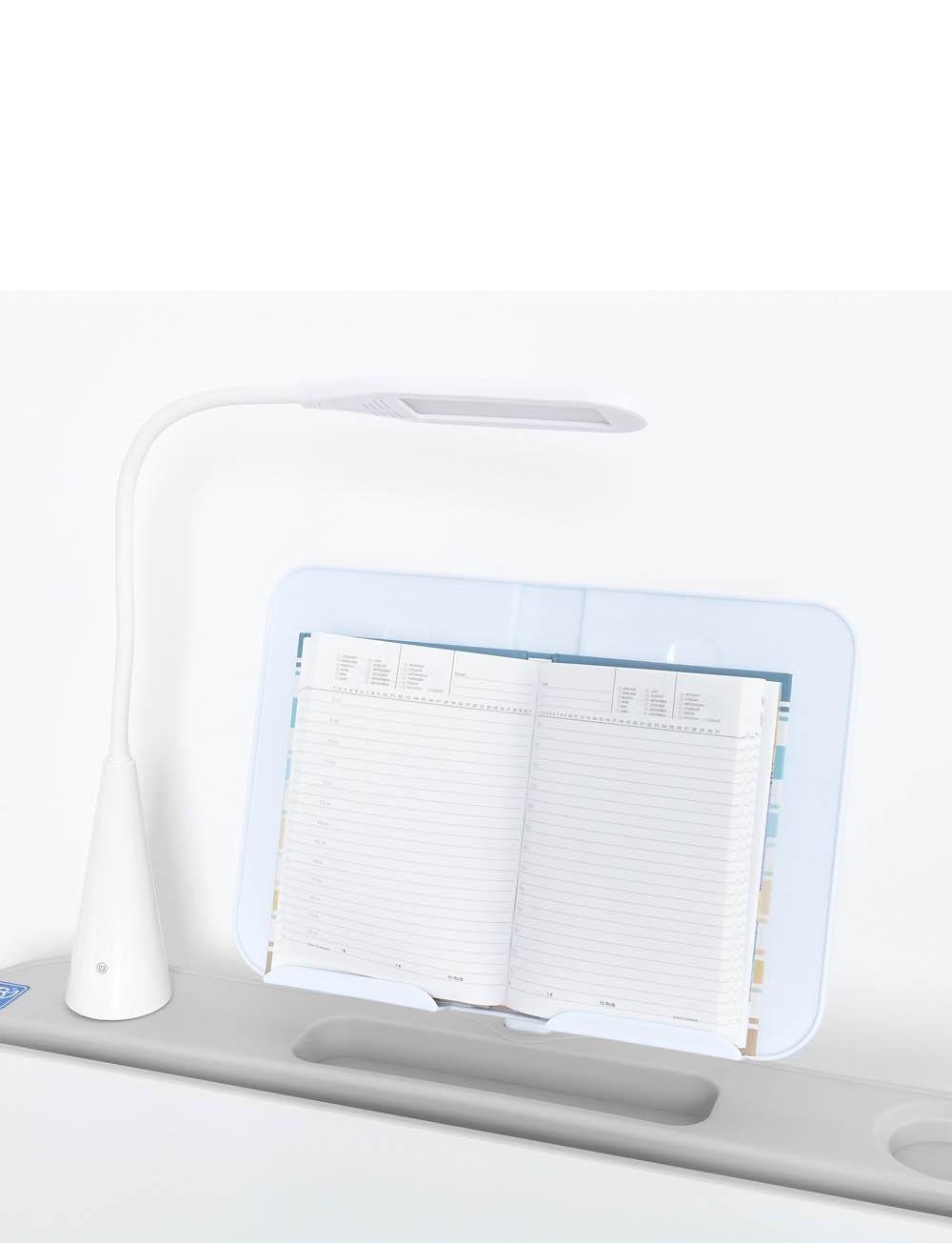 Дитяча парта одномісна зі стільчиком Bambi регульована з лампою та підставкою для книг M Біло-сірий (5068-11) - фото 7