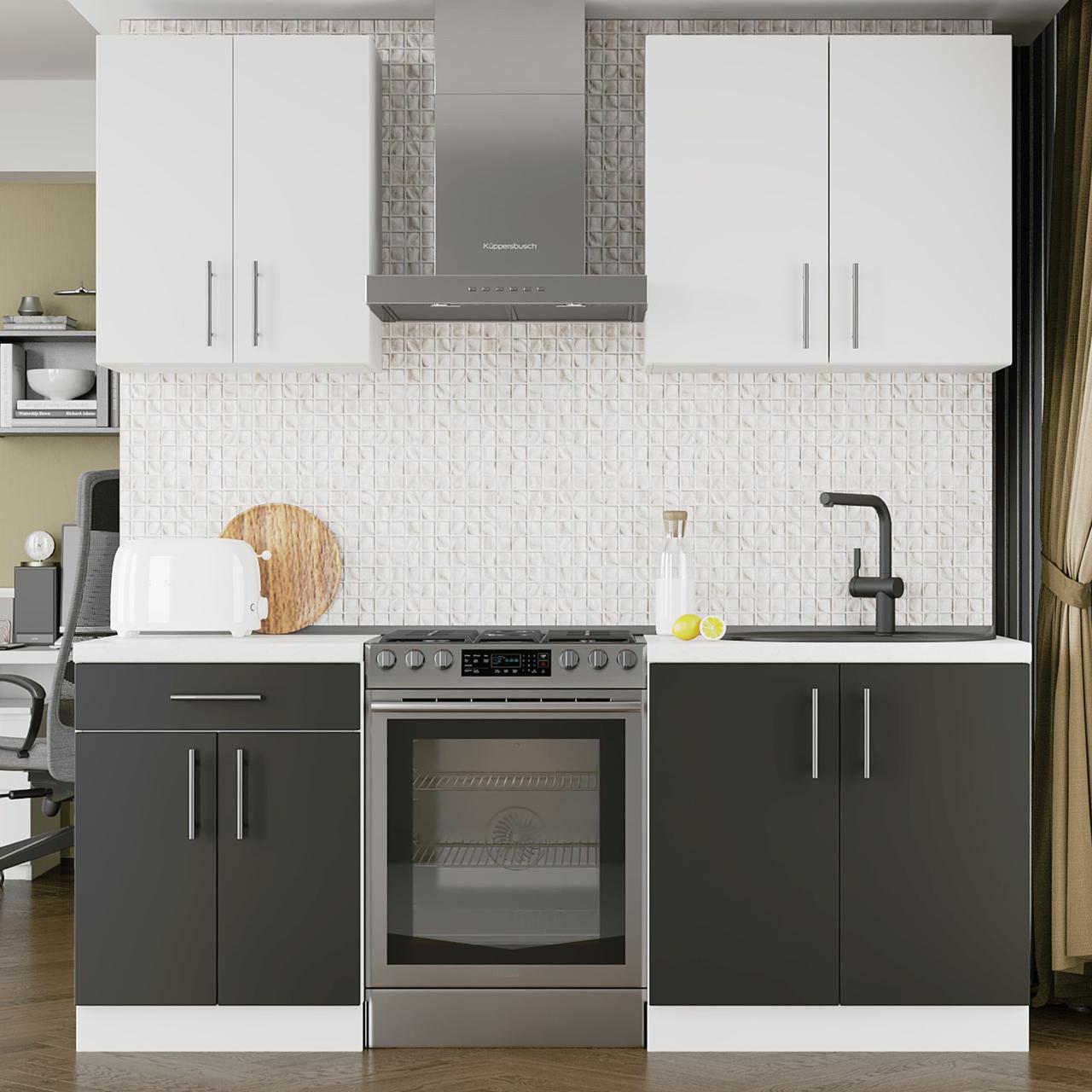 Кухня Еверест К-2 Оптима со столешницей 1,9 м Белый/Антрацитовый (ЭК-25010)