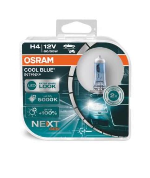 Автомобільна лампа Osram 64193CBN-HCB Cool Blue Intense H4 P43t 12 В 55-60 Вт 5000 K 2 шт. (10287043)