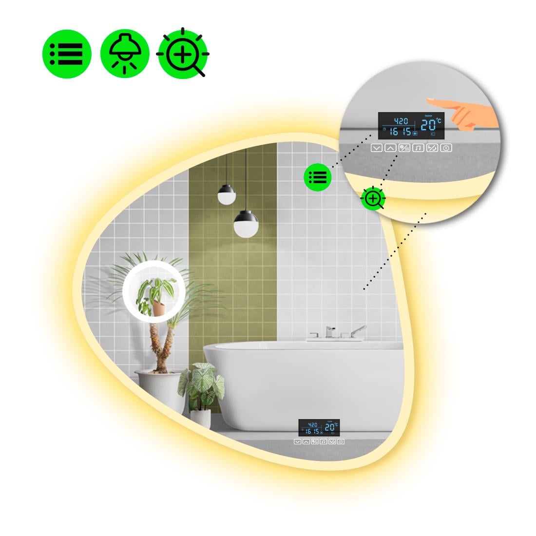 Зеркало с LED подсветкой Nuvola 3 с Smart-блоком 120x120 см (8995588)