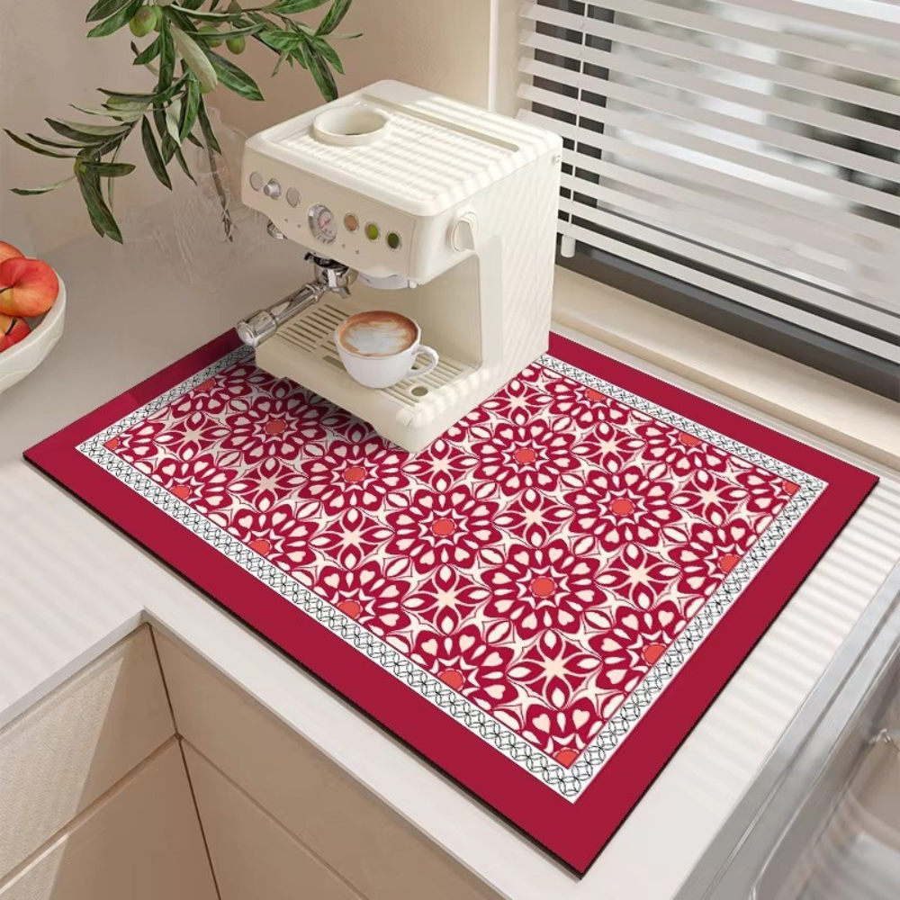 Коврик кофейный на кухню на столешницу для кофемашины и бытовых приборов резиновый влагопоглощающий защитный Красный
