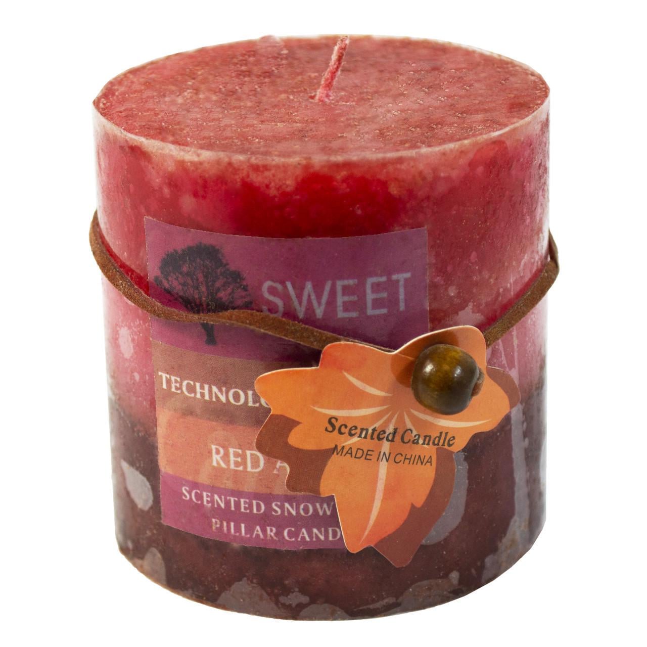 Аромасвеча пеньковая столбик аромат яблоко овальная высотой 7 см Красный (7G-F-6361r)