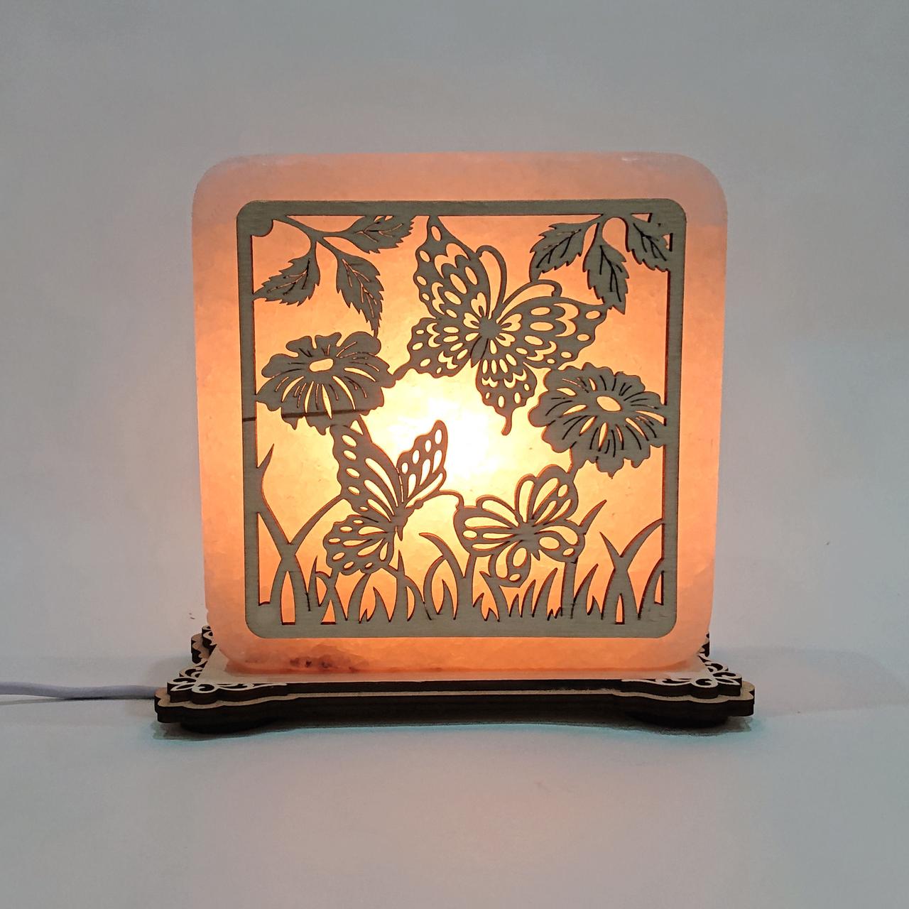 Соляной светильник Бабочки в траве (k-0003-y)