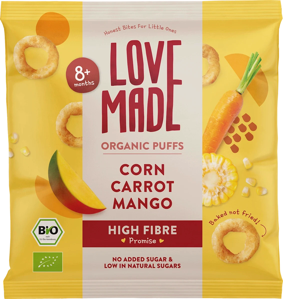 Мультизлаковые палочки Lovemade со вкусом манго/моркови и тыквы для детей с 8 месяцев 20 г