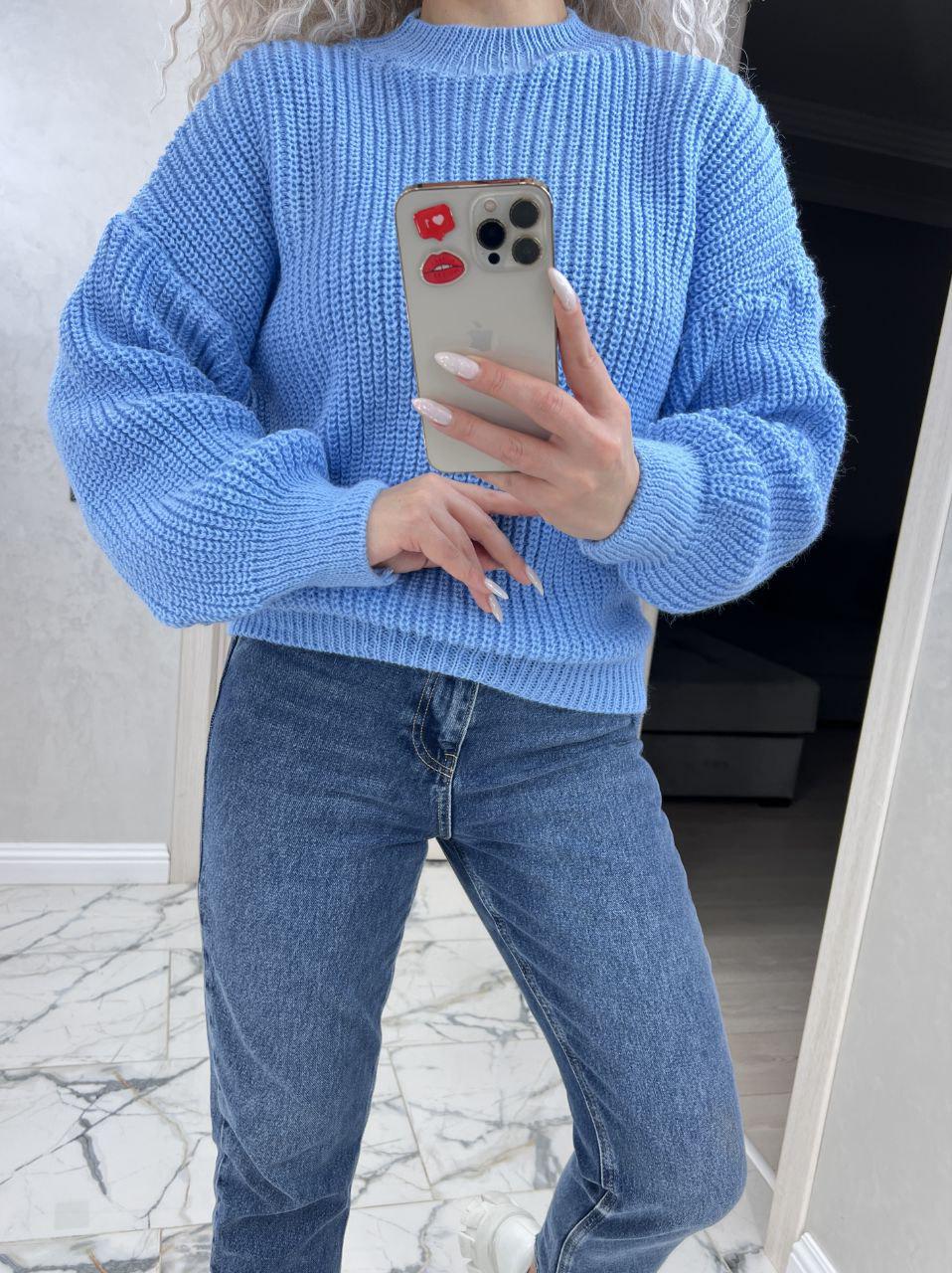 Светр жіночий Amanda р. 42-52 Блакитний (151/а-кх) - фото 7
