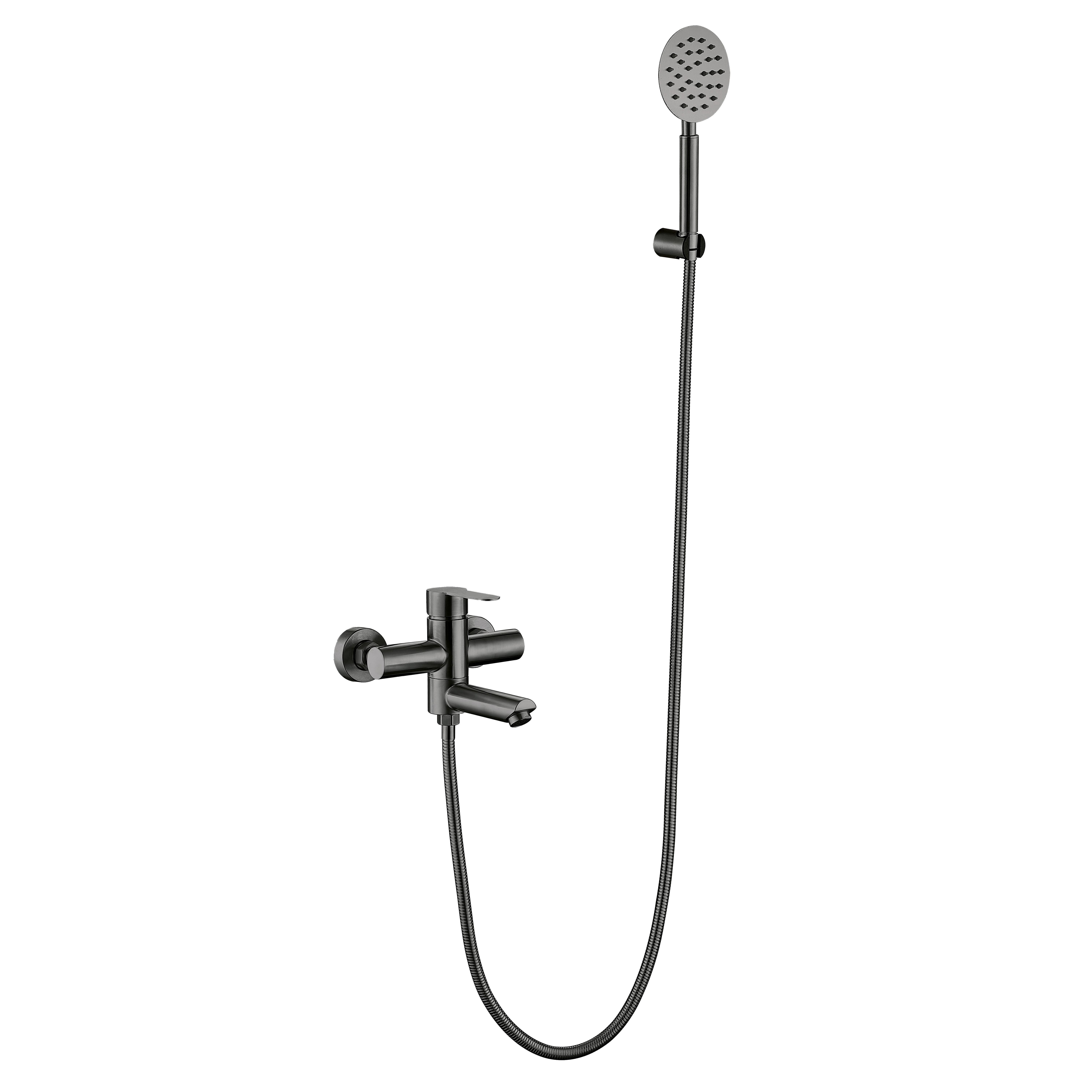 Смеситель для ванны Brinex Pure с поворотным изливом/с душевым гарнитуром BRIPUR006GRP Graphite (006)
