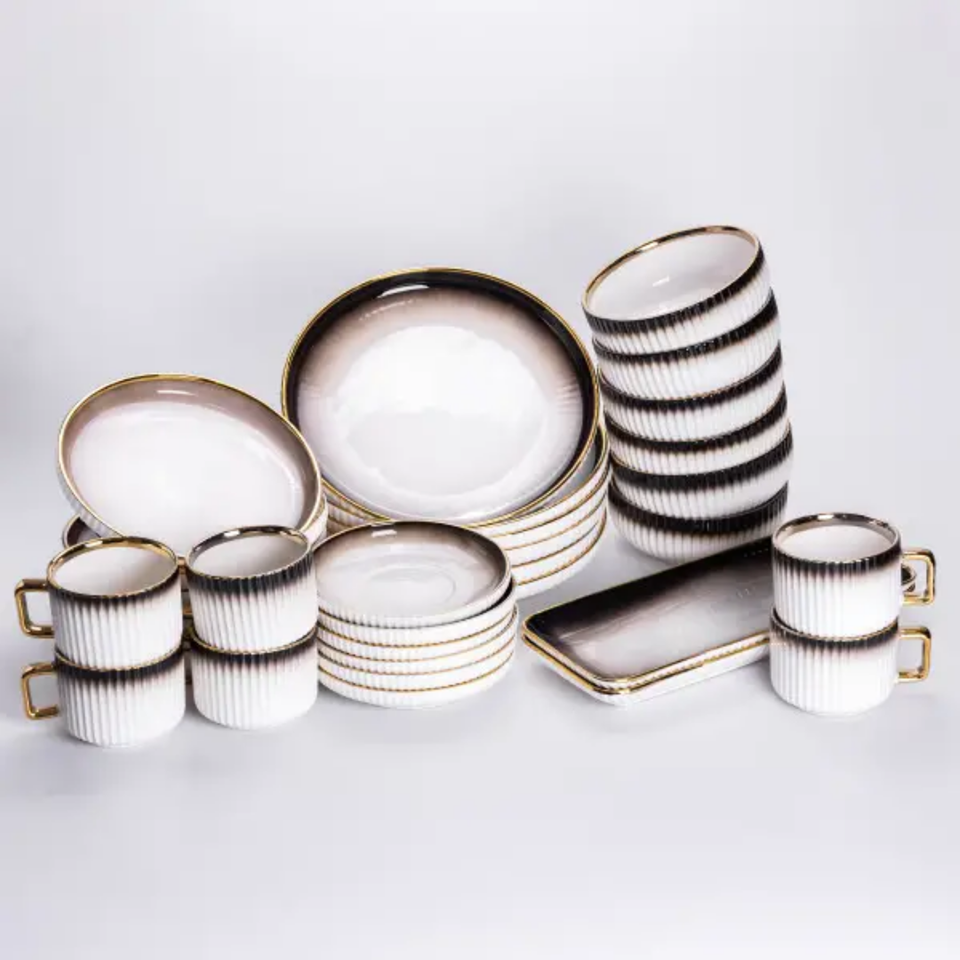 Сервиз фарфоровый столовый 32 предмета на 6 персон Коричневый