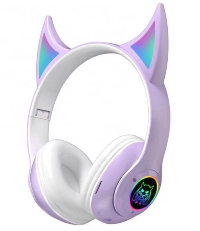 Наушники беспроводные STN-25 с подсветкой и милыми ушками Фиолетовый (2104618666)