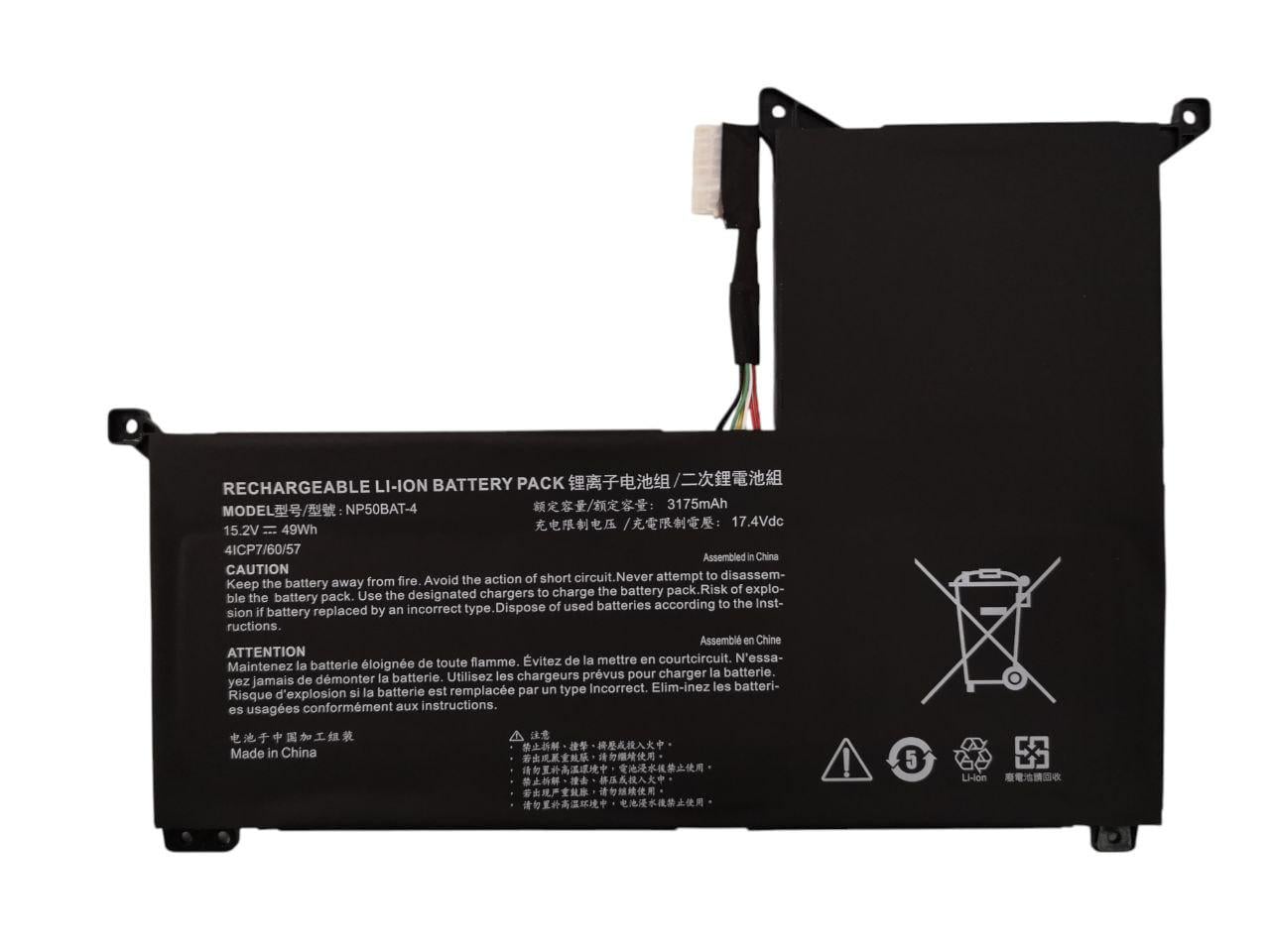 Аккумулятор для Clevo NP70 X17 AT22 G7 KE XMG Focus 16 X15/NP50BAT-4-54 3175 mAh 49Wh Type-A (000013388)