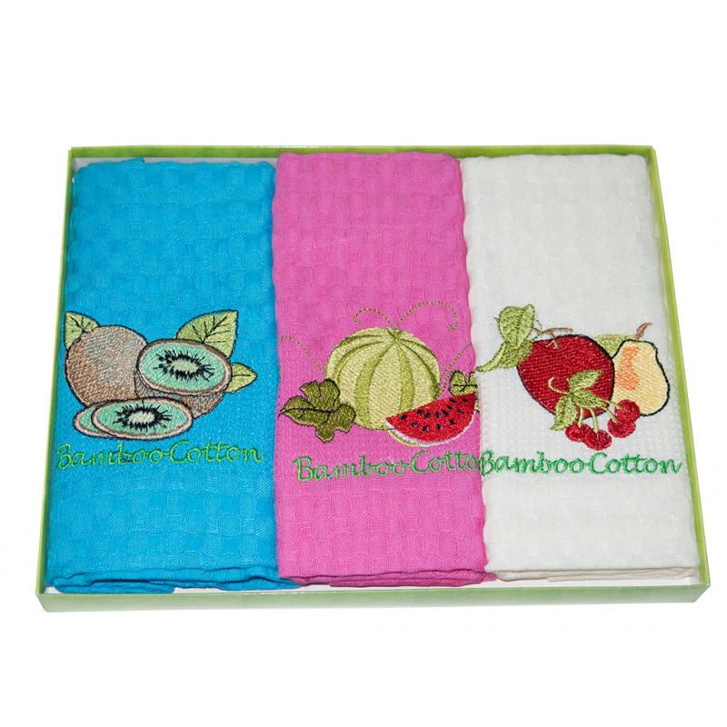 Набір кухонних рушників Nilteks Bamboo Cotton Кавун-фрукти 40х60 3 шт. (18931) - фото 2 Набір кухонних рушників Nilteks Bamboo Cotton Кавун-фрукти 40х60 3 шт. (18931) - фото 2