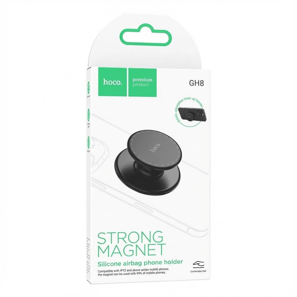 Магнитный складной держатель для телефона Hoco GH8 с мощным магнитом N52/TPE силикон Черный - фото 2