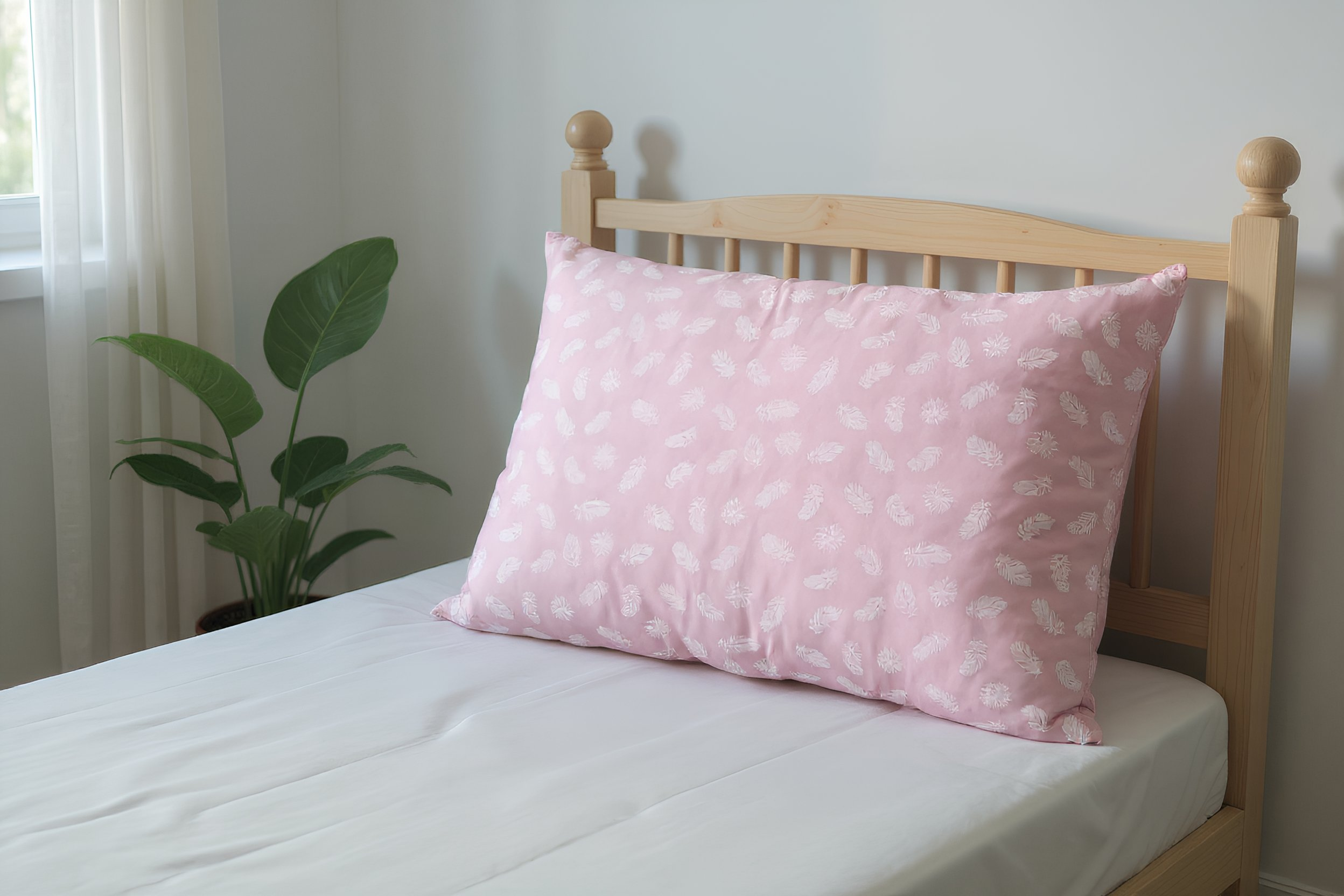 Подушка пухова тік/бавовна 40х60 см Рожевий (78946)