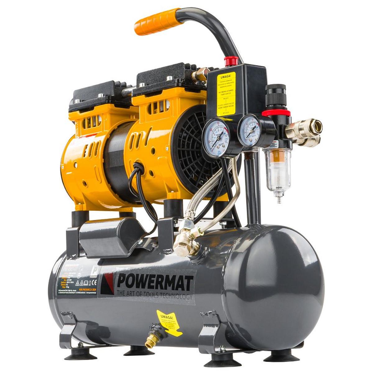 Компресор Powermat PM-KBO-6T поршневий безмасляний мережевий 8 бар 150 л/хв 6 л Компресор Powermat PM-KBO-6T поршневий безмасляний мережевий 8 бар 150 л/хв 6 л
