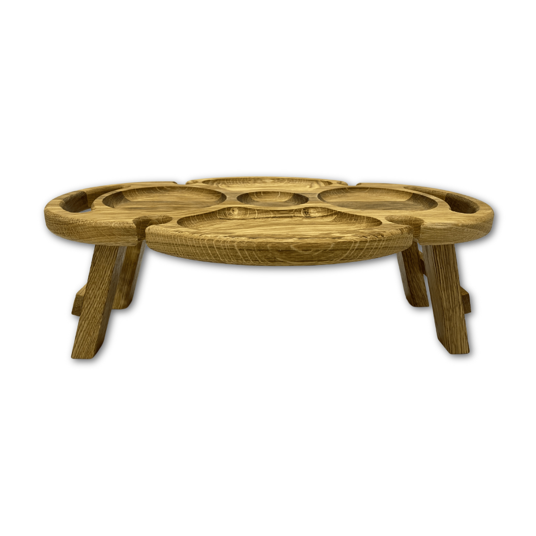 Поднос складной из ясеня на 4 бокала овальный столик-поднос с ножками 44х30 см (G78) - фото 6