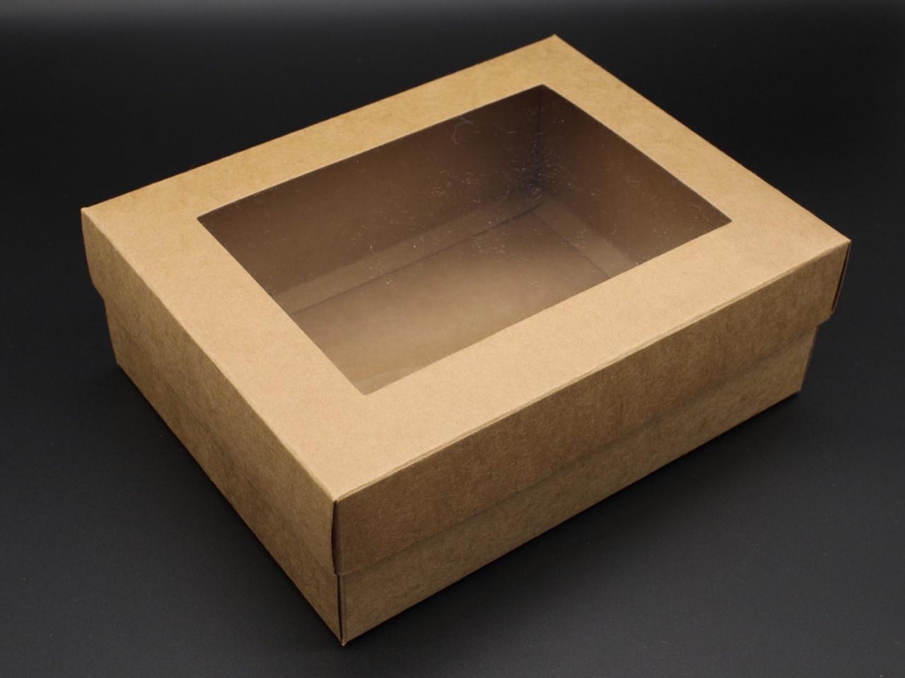 Коробка подарочная сборная с окошком на крышке 22х17х7,5 см Крафт (OA-4) - фото 2 Коробка подарочная сборная с окошком на крышке 22х17х7,5 см Крафт (OA-4) - фото 2