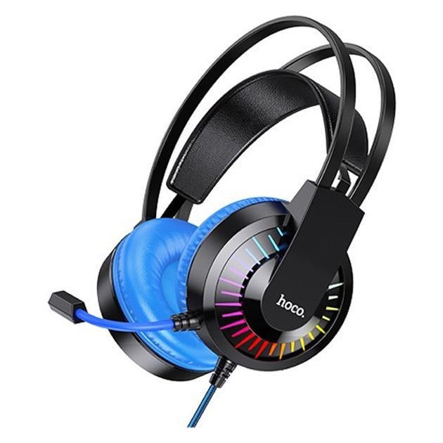 Навушники з мікрофоном та LED підсвічуванням Hoco W105 Joyful Gaming Чорно-синій (19140646)