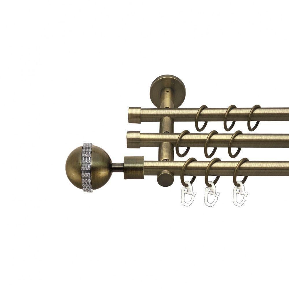 Карниз трубчатый трехрядный Orvit Авея цилиндр 16/16/16 мм 300 см Антик (000-9977)