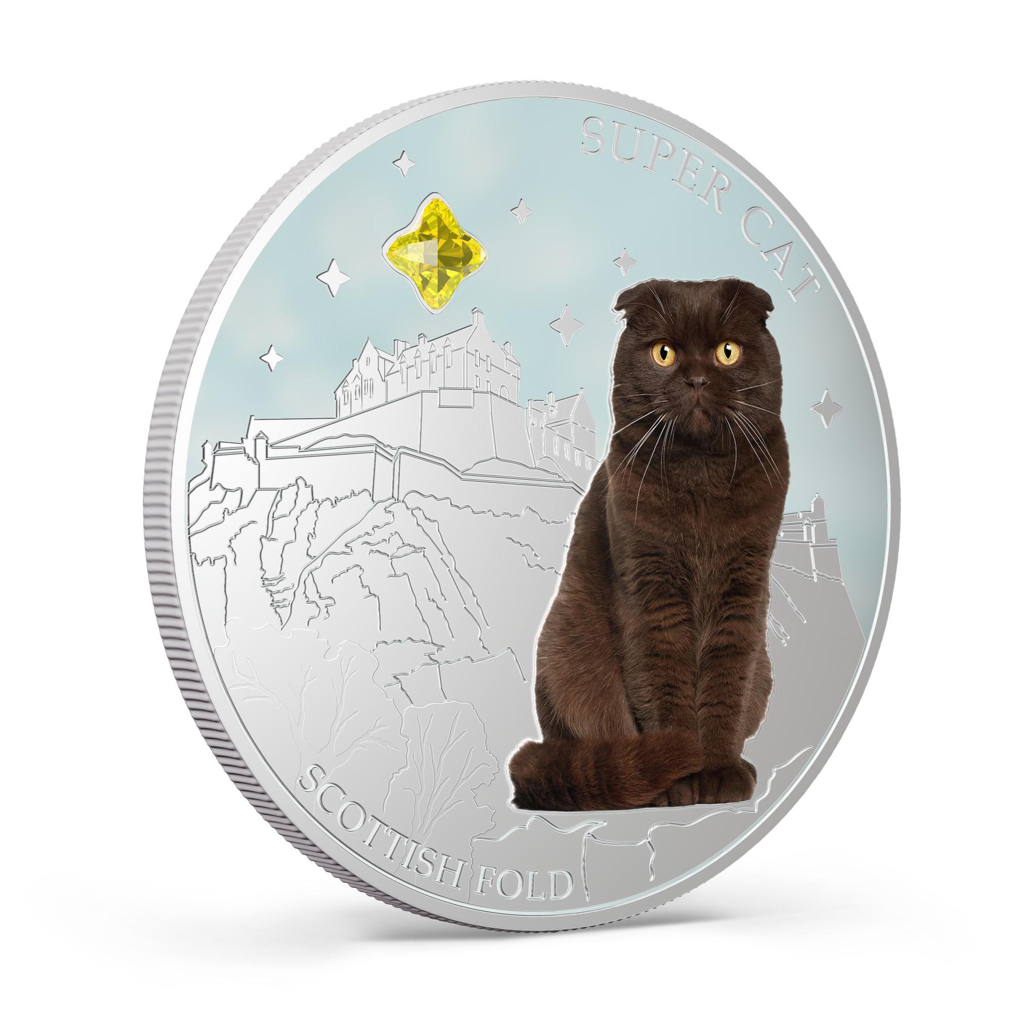 Серебряная монета Супер кот Скоттиш фолд 31,1 г