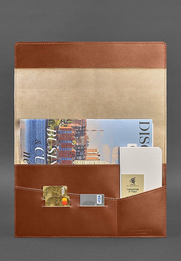 Папка шкіряна для документів А4 на магнітах Світло-коричневий (A-026685) - фото 3