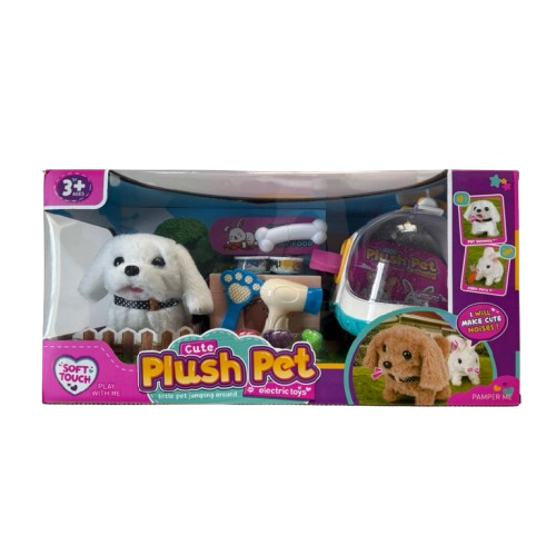 Интерактивная собачка-напарник с уходовым набором Белый