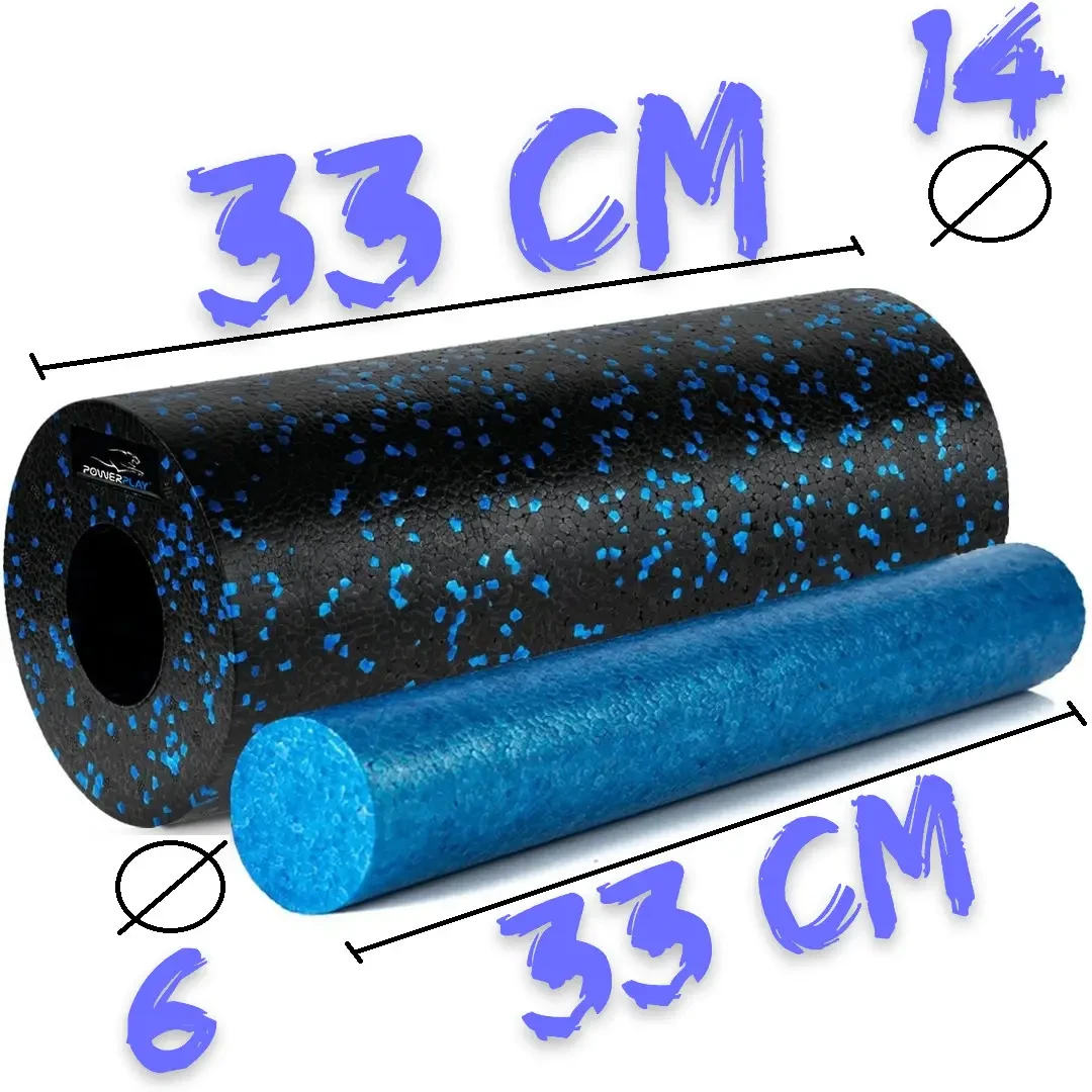 Ролик масажний гладкий PowerPlay PP-4348 2в1 EPP Foam Roller Чорний/Синій 33x14 см - фото 5