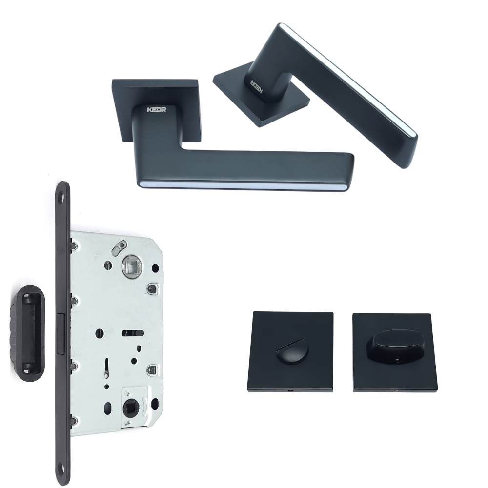 Комплект магнітного замка на міжкімнатні двері під WC Kedr Magnet 21.190MBP/M410B/2108MBP без завіс Black Matt (24576131)