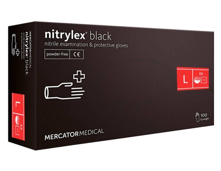 Перчатки Mercator Nitrylex нитриловые неопудренные 100 шт. L Черный - фото 1 Перчатки Mercator Nitrylex нитриловые неопудренные 100 шт. L Черный - фото 1