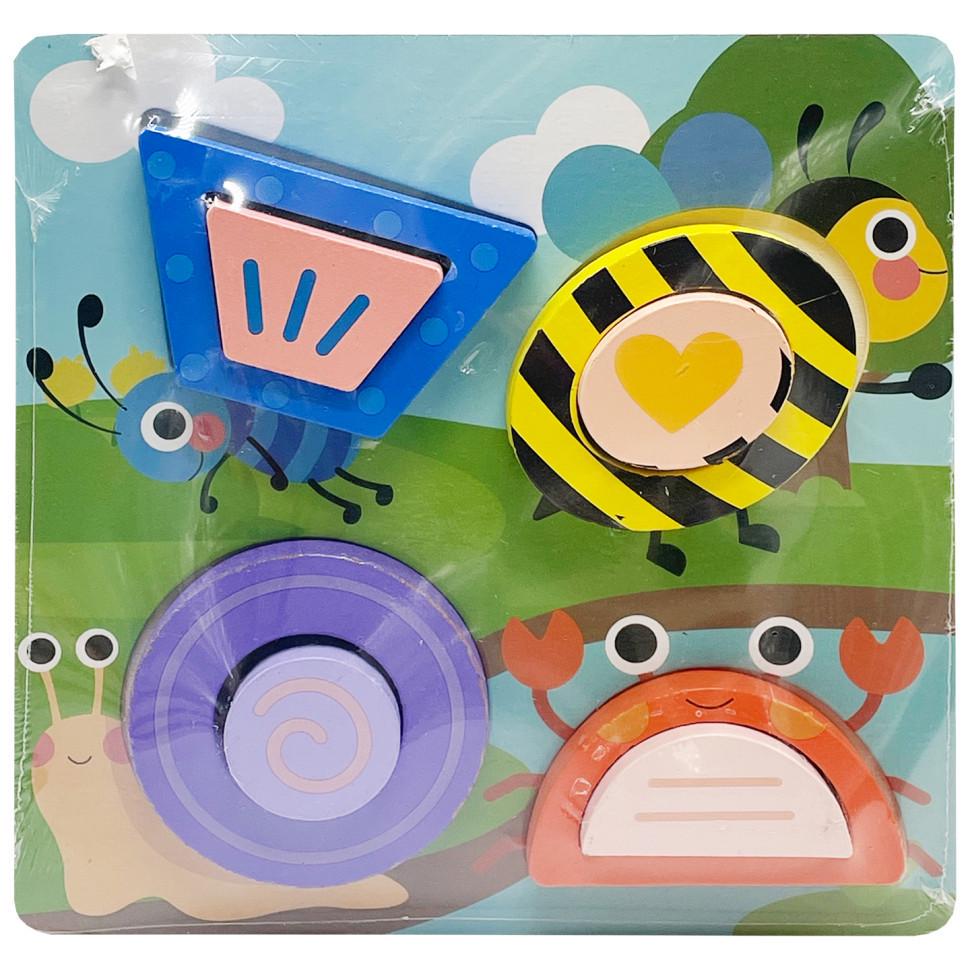 Пазл-вкладиш дерев'яний дитячий 3D Жуки C15057-3 (RLT48474)