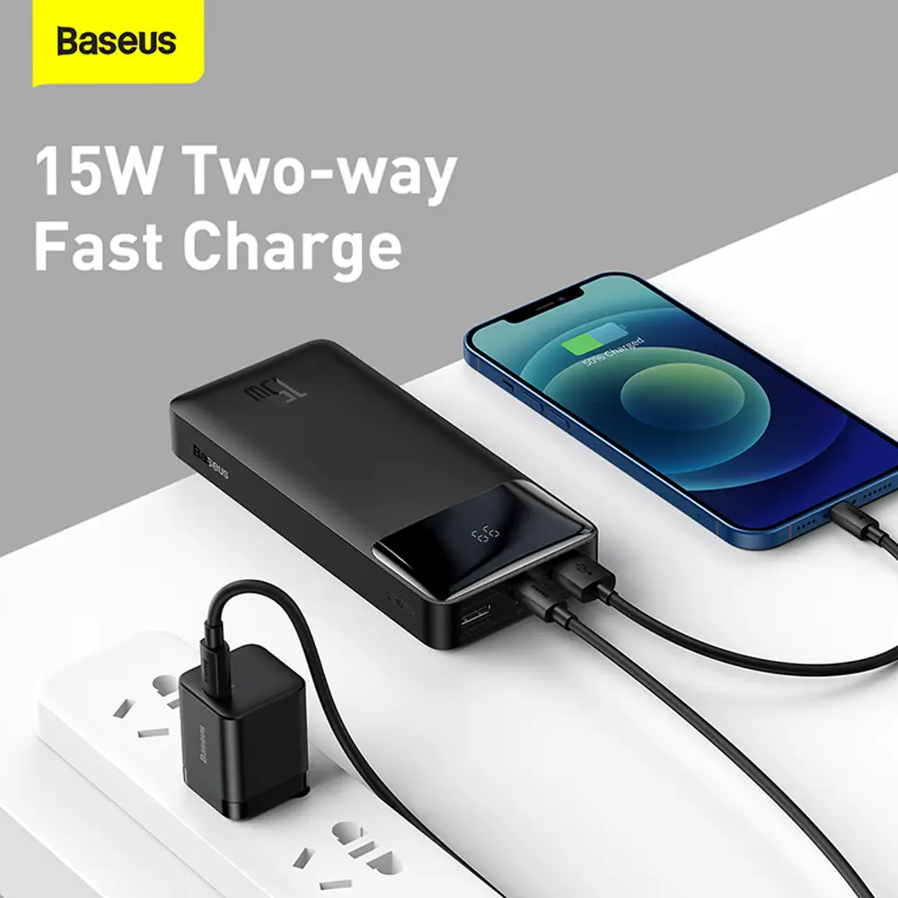 Повербанк Baseus Bipow Digital Display 2xUSB/Type-C 15W 20000 mAh Black (PPDML-J01) - фото 6