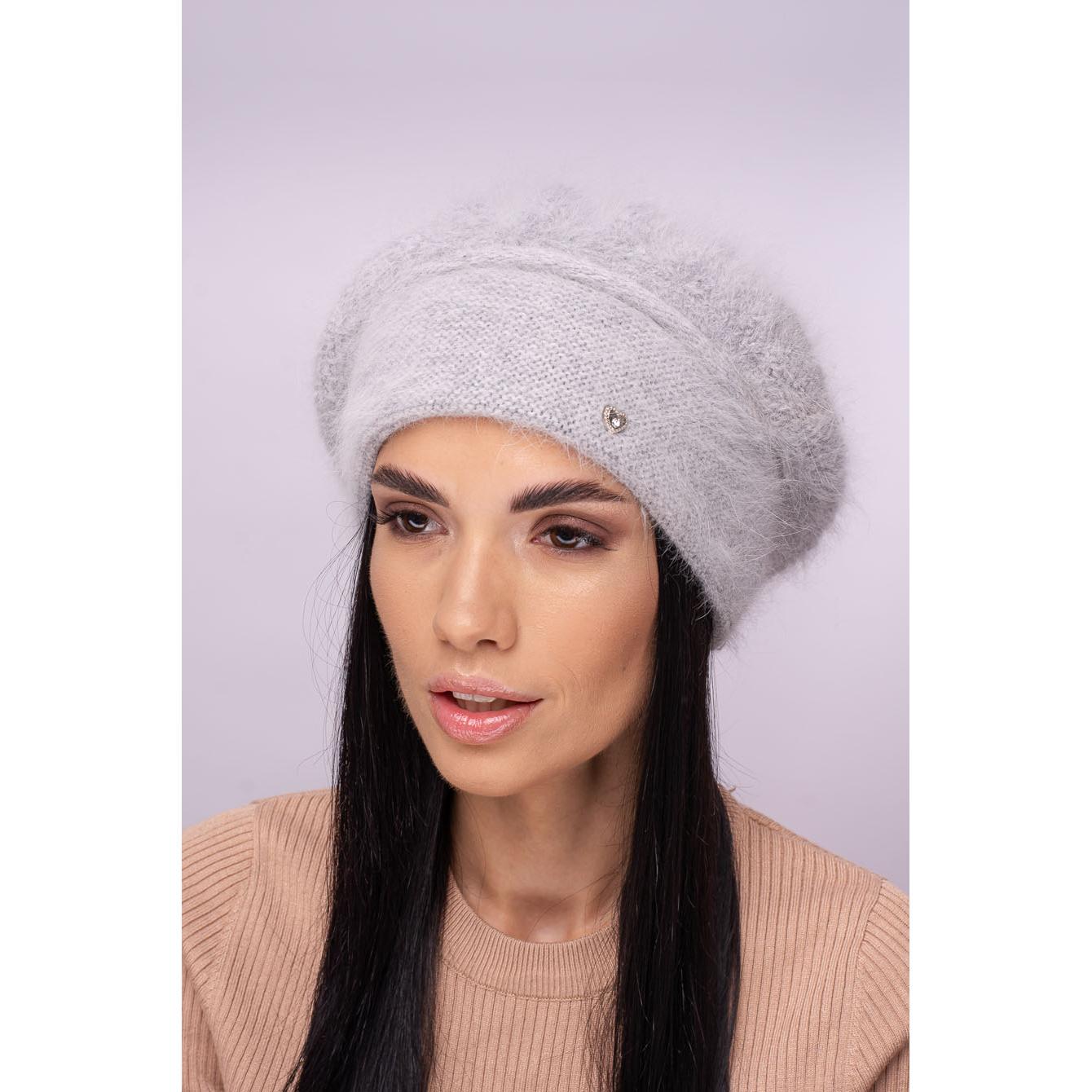 Берет женский двойной ангоровый Leks Жаклин one size Светло-серый