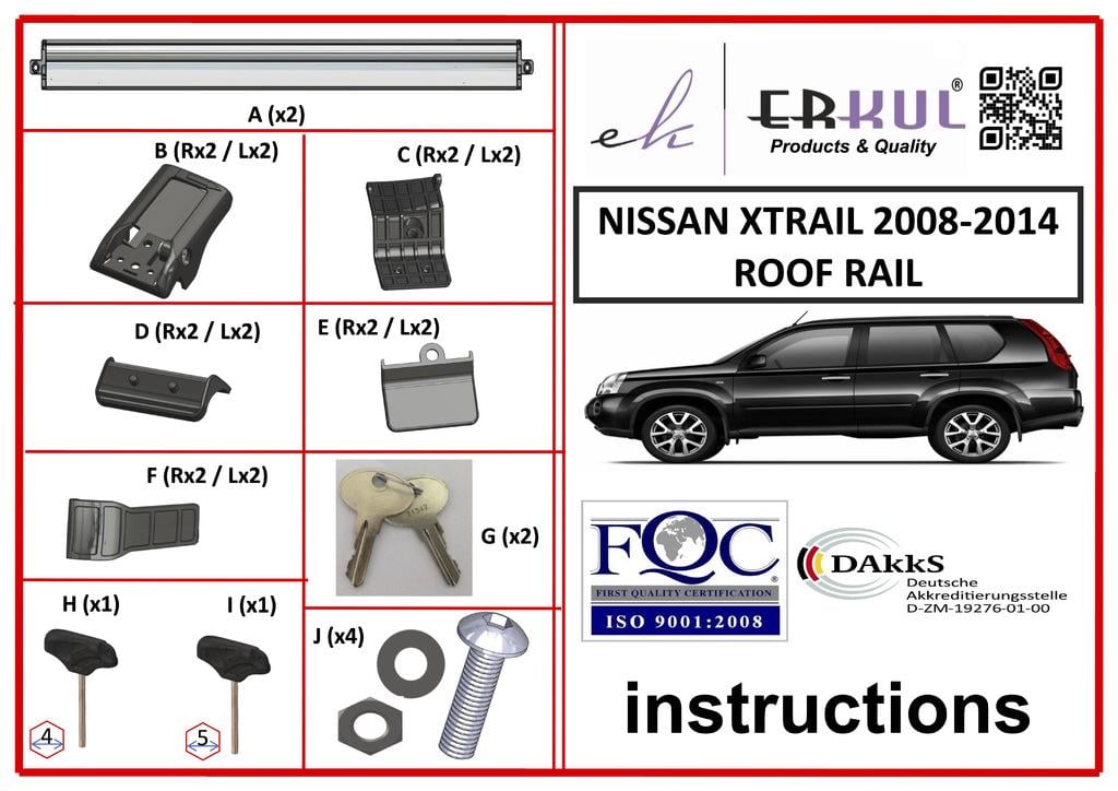 Перемычки на рейлинги под ключ WingBar V1 Черные для Nissan X-trail T31 2007-2014 2 шт. - фото 2