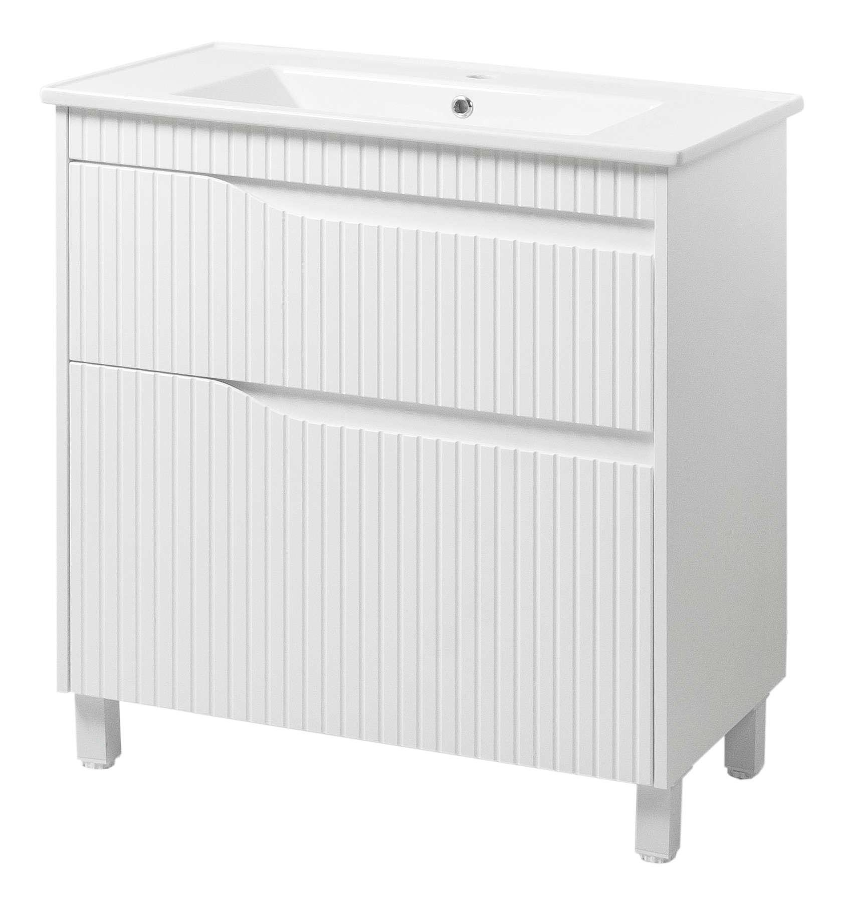 Тумба ЮВВИС Florence ТНБ-2 Д с умывальником Vesta 100 см Белый матовый (25075211)