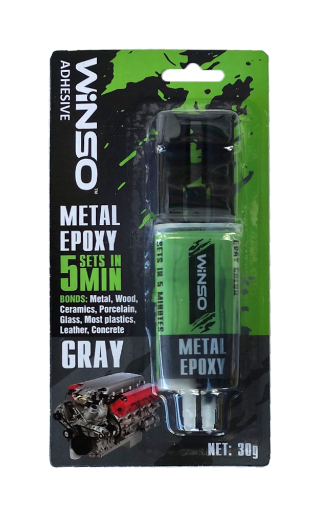 Клей для металу WINSO шприц двохкомпонентний 30 г Сірий (4166)