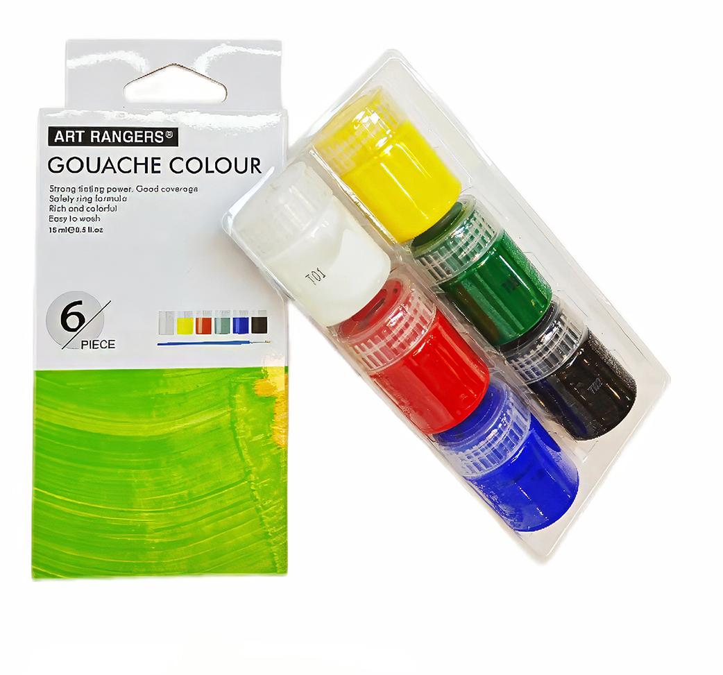 Гуаш художня ART RANGERs Gouache 6 кольорів та пензлик (6015-2)