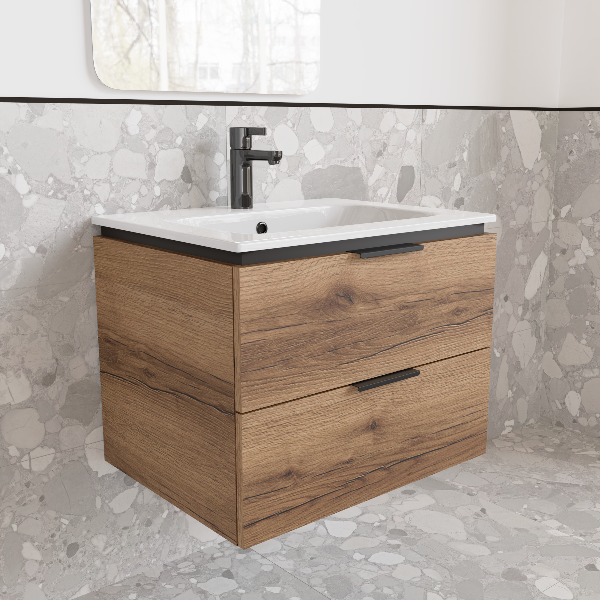 Тумба підвісна з раковиною MVK Vostok Icon 55 В2 550х450х530 мм Дуб темний (p255ko) - фото 2 Тумба підвісна з раковиною MVK Vostok Icon 55 В2 550х450х530 мм Дуб темний (p255ko) - фото 2