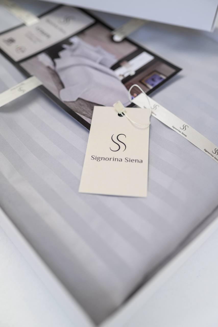Комплект постельного белья Signorina Siena из страйп-сатина семейный 50х70 см/70х70 см Светло-серый (002S) - фото 2
