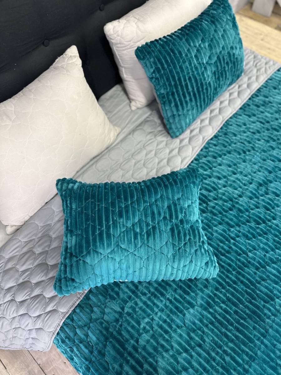 Покривало двостороннє стегане євро 210х230 см з подушками 40х60 см 2 шт. Морський (П4К-cap-podush-007) - фото 3