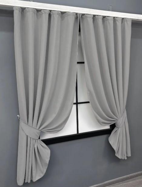 Комплект штор коротких Sparta мікровелюр 1,3х1,7 м 2 шт. Світло-сірий (1197ш) - фото 2