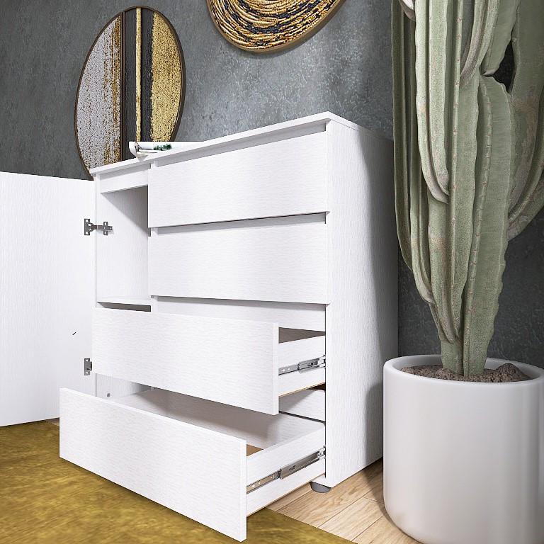 Комод Еверест КЛ-3 Лайт телескопічні напрямні 105х38х93 см Німфея альба Білий - фото 3 Комод Еверест КЛ-3 Лайт телескопічні напрямні 105х38х93 см Німфея альба Білий - фото 3