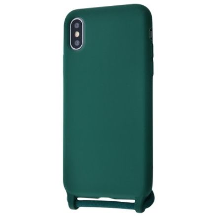 Силиконовый чехол CORD для iPhone X/XS с шнурком Темно-зеленый