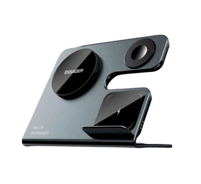 Зарядное устройство беспроводное Essager Ruicheng Desktop magnetic suction three in one wireless charging 15W Black (EWXZM-RC0G-Z) Зарядное устройство беспроводное Essager Ruicheng Desktop magnetic suction three in one wireless charging 15W Black (EWXZM-RC0G-Z)